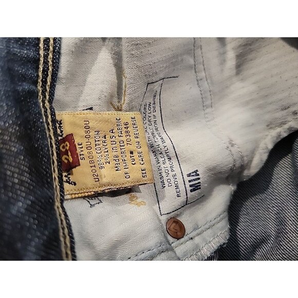 7 For All Mankind Womens Mia Slim Boot Jean Wm Sz 28 Blue Distressed+Stretch L30 - Picture 6 of 6